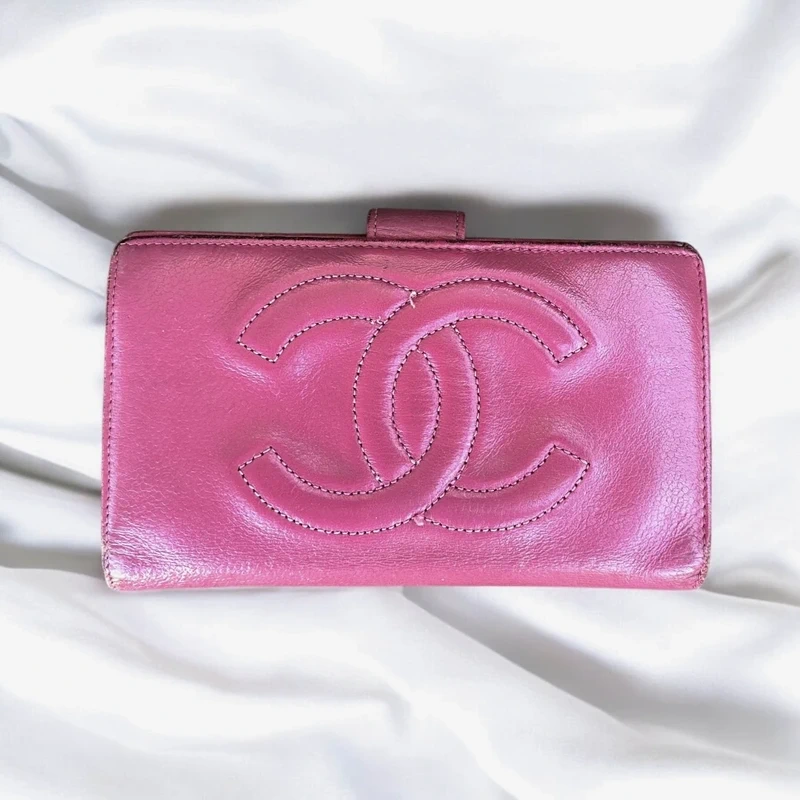 Chanel 💖Chanel Pink Long Wallet-heavy wear