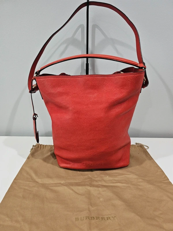 Burberry Burberry Grainy Calfskin Ashby Hobo bag in Cadmium Red With Dustbag