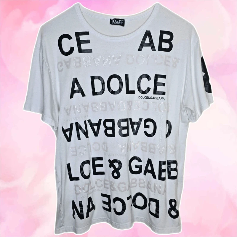Dolce & Gabbana D&G Dolce & Gabbana Logo Print T Shirt Unisex/Women’s XL Viscose Blend White 2000s