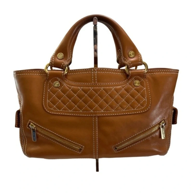 Celine Celine Boogie Bag Quilted Leather Satchel Caramel Gold Hardware CE00/15 Italy