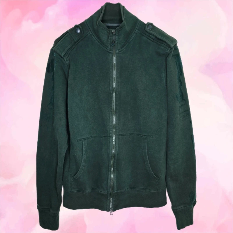 Dolce & Gabbana Diesel Green Military Zip Sweatshirt Jacket 100% Cotton Forest Green - Fits Like M-L