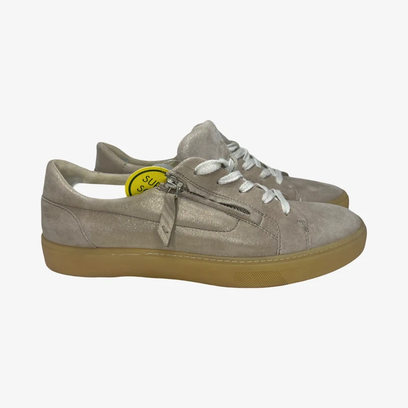 Saint Laurent Paul Green Super Soft Leather Sneakers UK 7/US 9.5 Beige Metallic Suede