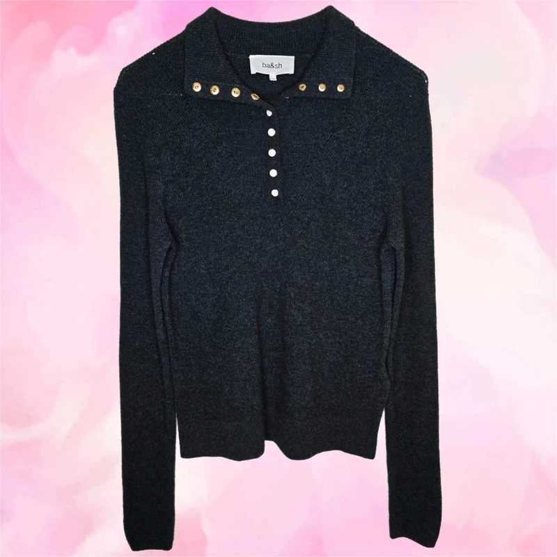 Dolce & Gabbana Ba&sh Wool Pullover Womens Size 3 - L - Large 100% Wool Dark Grey