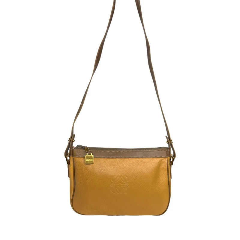 Loewe Loewe Tan Leather Crossbody Bag With Embossed Logo And Gold Hardware