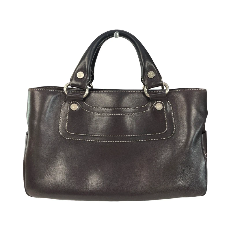 Celine Celine CE00/33 Brown Leather Boogie Satchel Bag Made in Italy Top Handle Purse