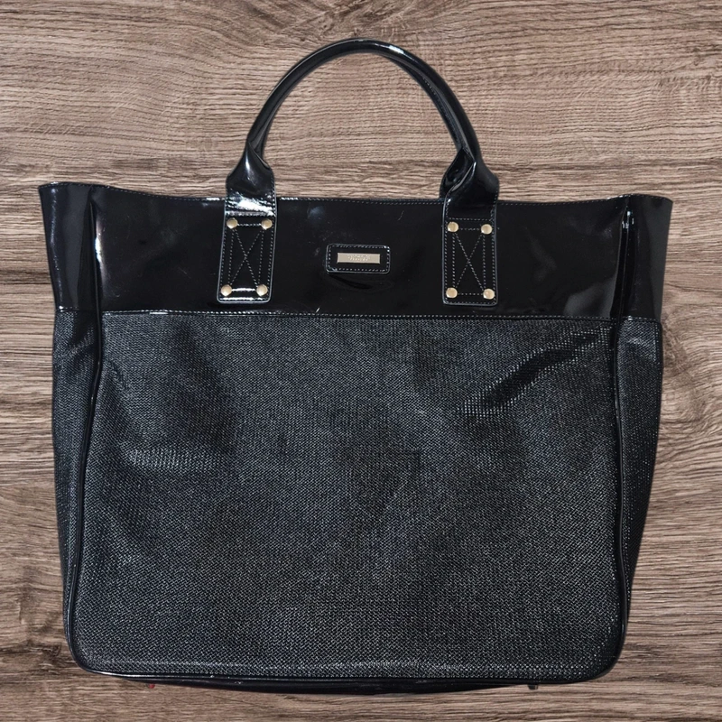Versace Versace Parfums Black Patent Leather Shoulder Large Tote Bag Designer Travel Bag